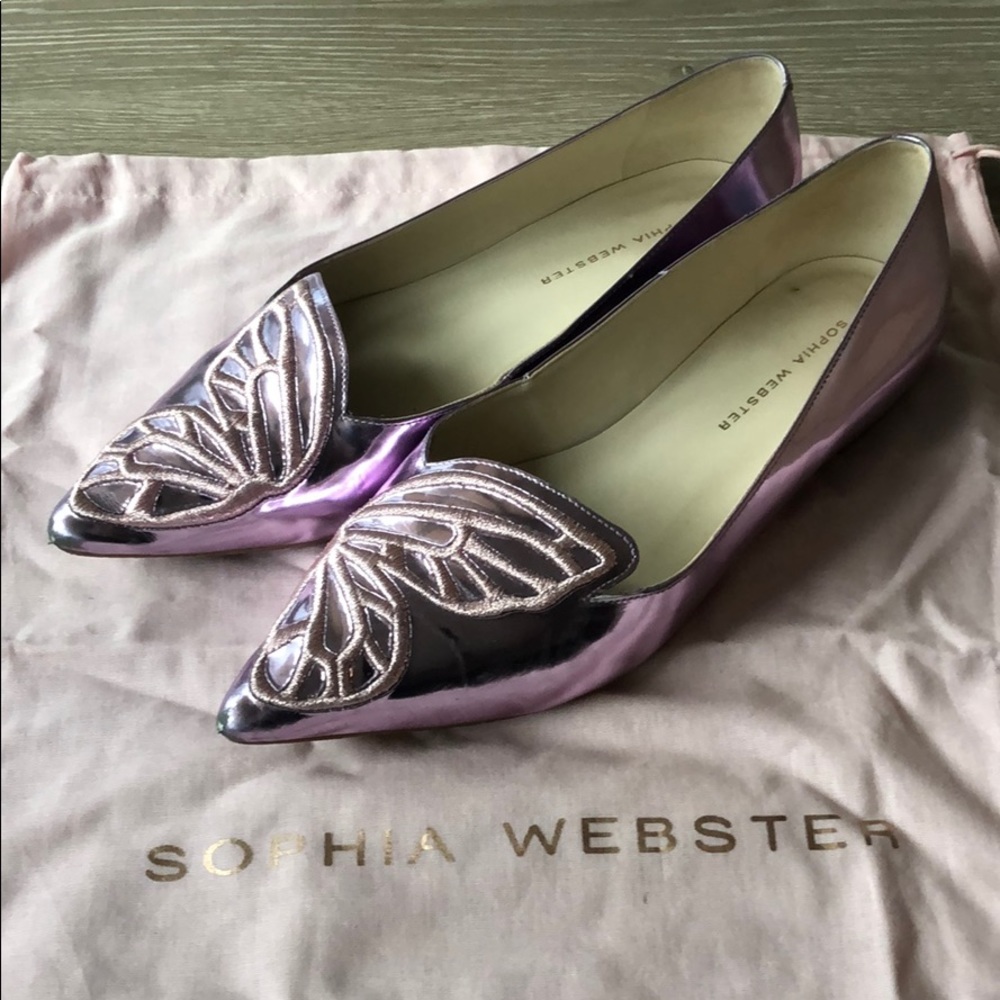 Sophia Webster Butterfly Flat Metallic Lavender